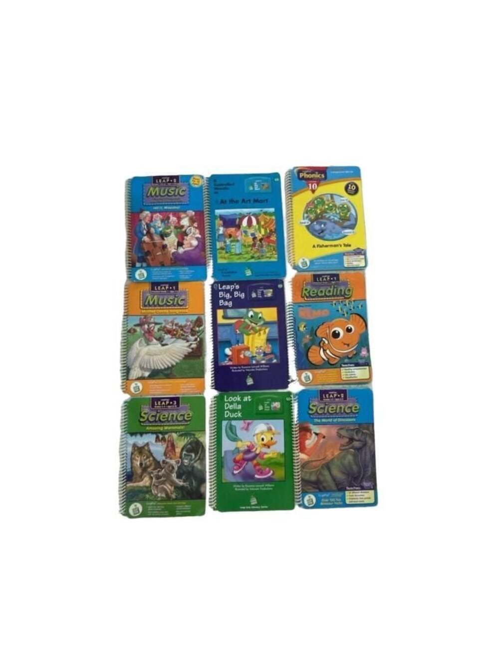 Lot of 9 LeapFrog LeapPad Interactive Reading, Music, and Science Books.